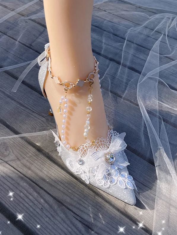 Diamond White: Rhinestone Bow Glam Heels (Straight Out Of Manwha)