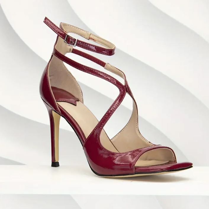 Summertime Siren: Red & Black High-Heeled Cocktail Heels