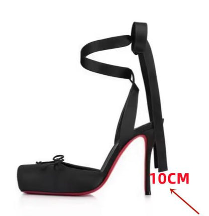 Satin Ballerina Red Bottom Lace-Up 🩰