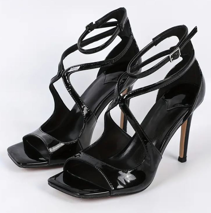 Summertime Siren: Red & Black High-Heeled Cocktail Heels