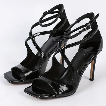Summertime Siren: Red & Black High-Heeled Cocktail Heels