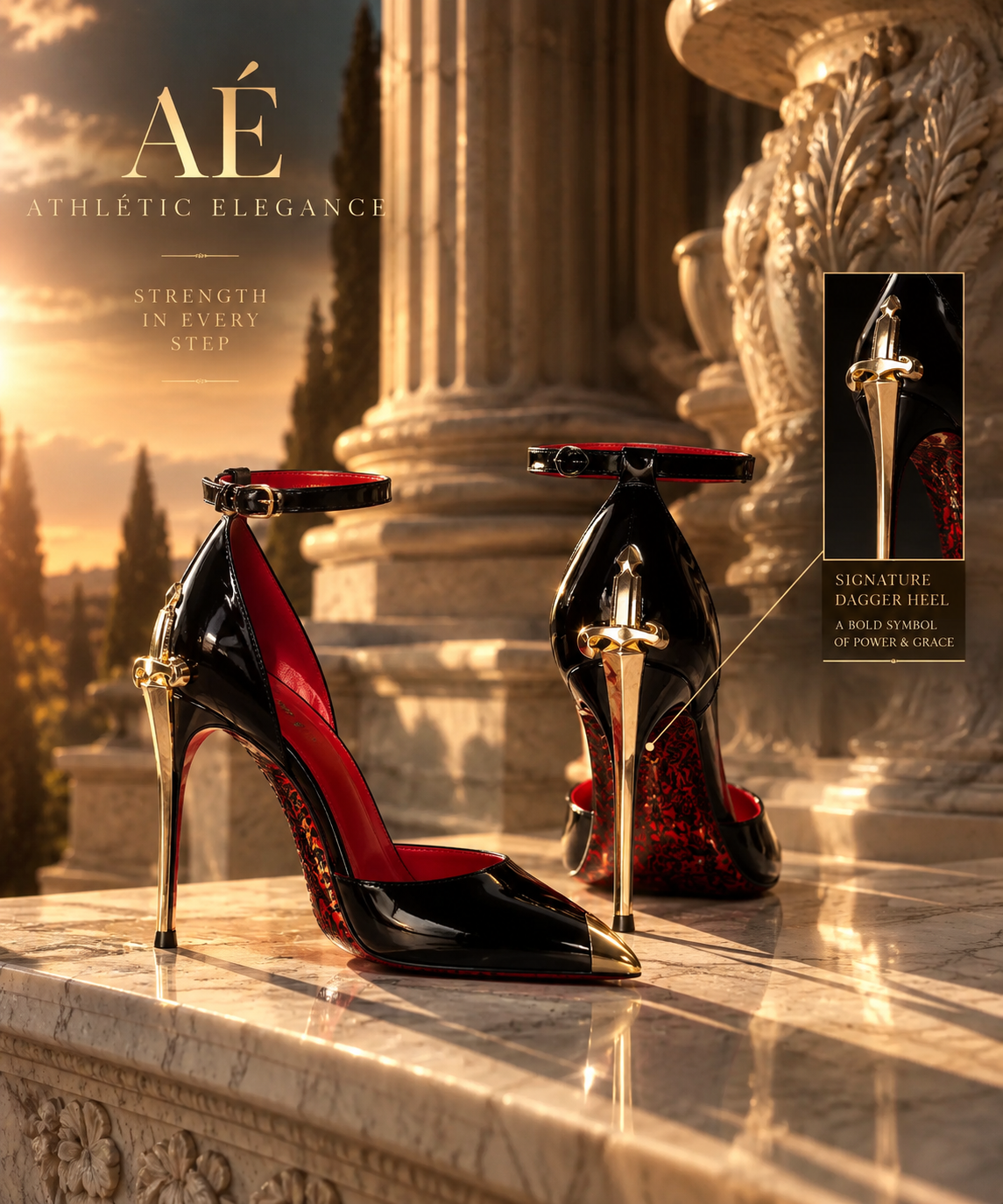 AURELIA’S TOUCH — GOLDEN TIP STILETTO (CHAMPAGNE & BLACK)