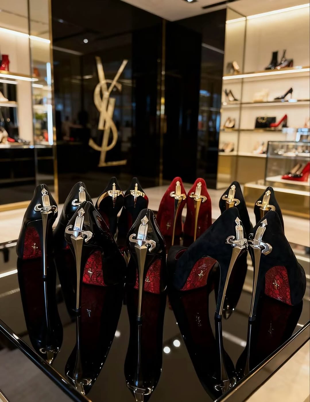 🗡️ LADY BLADE FAVOURITE VINTAGE 🗡️ Ankle-Strap Stilettos. Golden & Silver Dagger *LIMITED EDITION* ONLY 6 LEFT