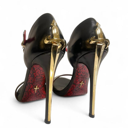 🗡️ LADY BLADE FAVOURITE VINTAGE 🗡️ Ankle-Strap Stilettos. Golden & Silver Dagger *LIMITED EDITION* ONLY 6 LEFT