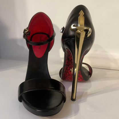 🗡️ LADY BLADE FAVOURITE VINTAGE 🗡️ Ankle-Strap Stilettos. Golden & Silver Dagger *LIMITED EDITION* ONLY 6 LEFT