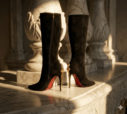 NOIR DAGGER KNEE HIGH BOOTS IN GOLDEN & SILVER - *ONLY 4 REMAIN*