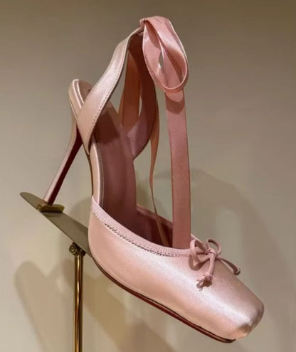 Satin Ballerina Red Bottom Lace-Up 🩰