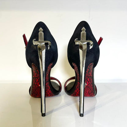 🗡️ LADY BLADE FAVOURITE VINTAGE 🗡️ Ankle-Strap Stilettos. Golden & Silver Dagger *LIMITED EDITION* ONLY 6 LEFT