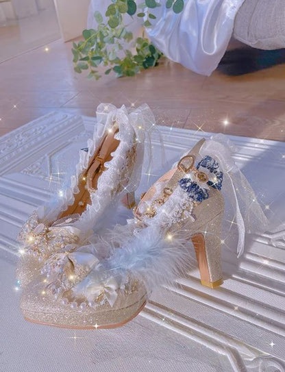 Belle’s Ballroom: Golden Glow Block Heel (Manwha Edition)