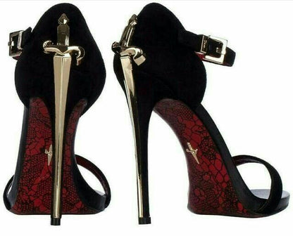 🗡️ LADY BLADE FAVOURITE VINTAGE 🗡️ Ankle-Strap Stilettos. Golden & Silver Dagger *LIMITED EDITION* ONLY 6 LEFT