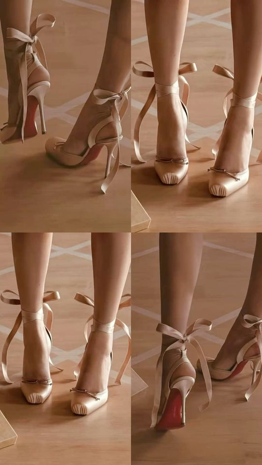 Satin Ballerina Red Bottom Lace-Up 🩰