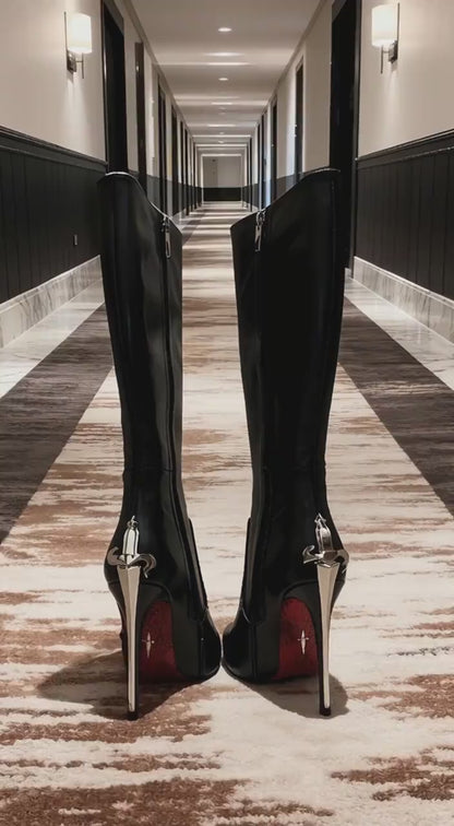 NOIR DAGGER KNEE HIGH BOOTS IN GOLDEN & SILVER - *ONLY 4 REMAIN*