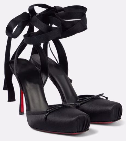 Satin Ballerina Red Bottom Lace-Up 🩰